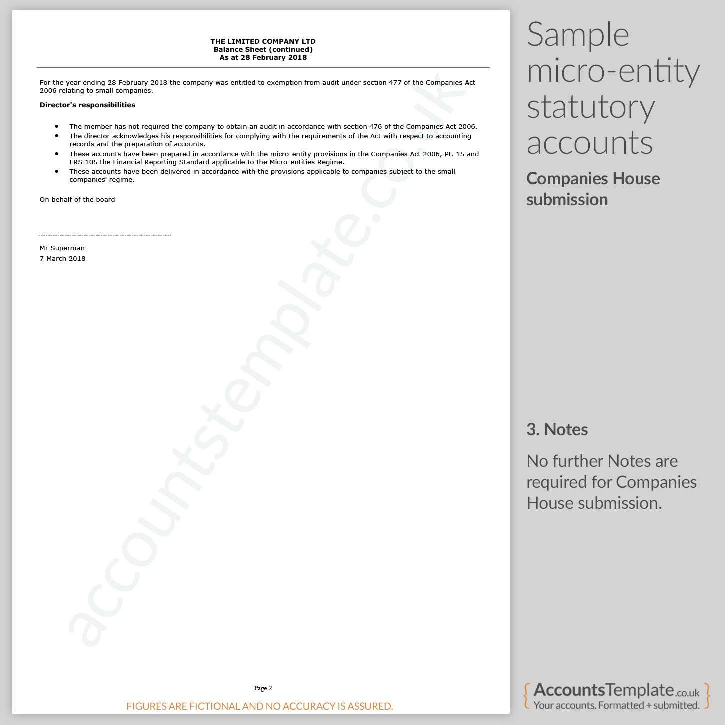 A Guide To Micro Entity Statutory Accounts Format Accounts Template